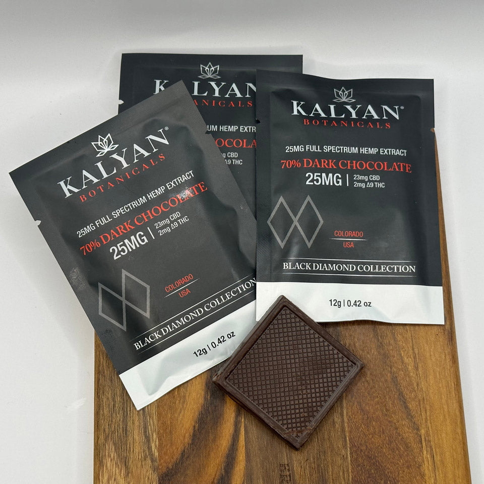 6 Pack Kalyan Black Diamond Collection Full Spectrum Milk Chocolate (3) & Dark Chocolate Squares (3)