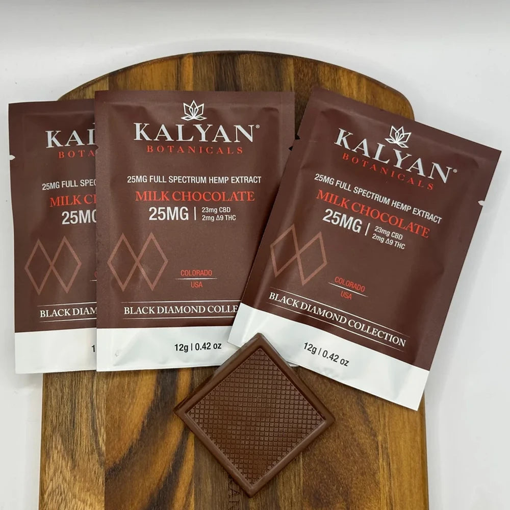 6 Pack Kalyan Black Diamond Collection Full Spectrum Milk Chocolate Squares